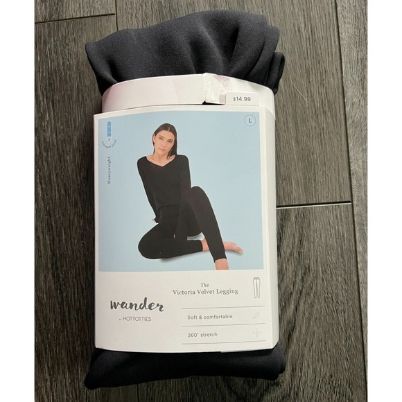 Wander by Hottotties Women Victroria Velvet Lined Leggings Grey L Stretch - Picture 7 of 10